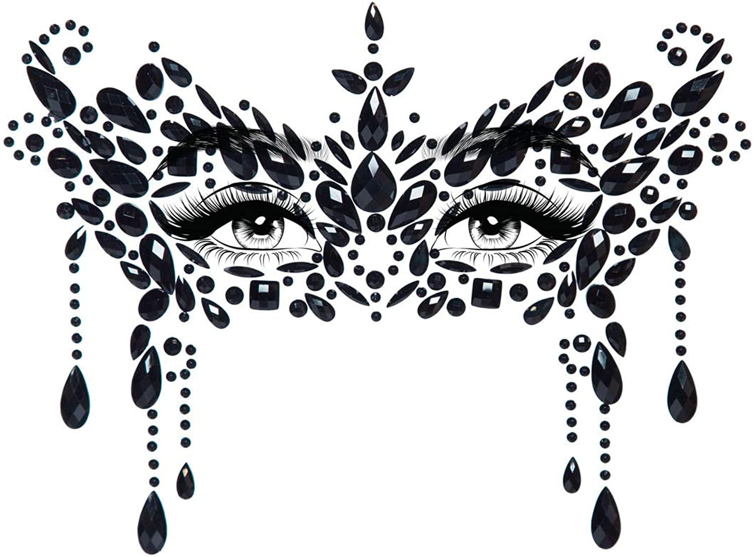 Leg Avenue Womens Costume Masquerade Mask Face Rhinestone Stick-On Jewels