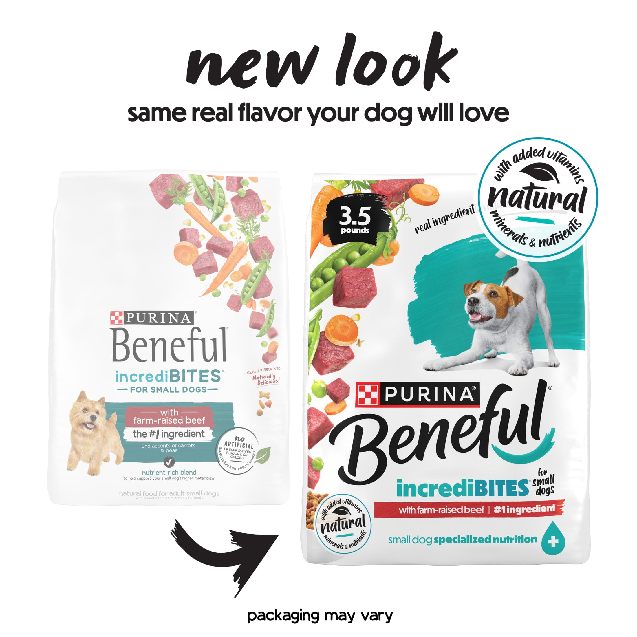 Purina Beneful Incredibites with Farm-Raised Beef Natural Small Breed Dry Dog Food with Added Vitamins, Minerals and Nutrients, 3.5 lb Bag