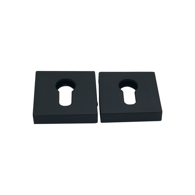 Square Rosette Escutcheon Set 50mm Solid Brass – Satin Nickel & Black Finish | Front & Back with Fixing Hardware | Door Hardware Cover Plate