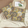 thumbnail image 6 of Boho Style Vintage Mandala Yellow Flowers Throw Pillow Covers 18X18 Inch Set of 2 Home Decor for Bedroom Bed Couch Sofa Pillow Covers, 6 of 6