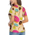 thumbnail image 2 of Goofa Donuts Pattern Women's Slim-Fit Short-Sleeve V-Neck T-Shirt,Classic-Fit Short-Sleeve V-Neck T-Shirt-3X-Large, 2 of 5