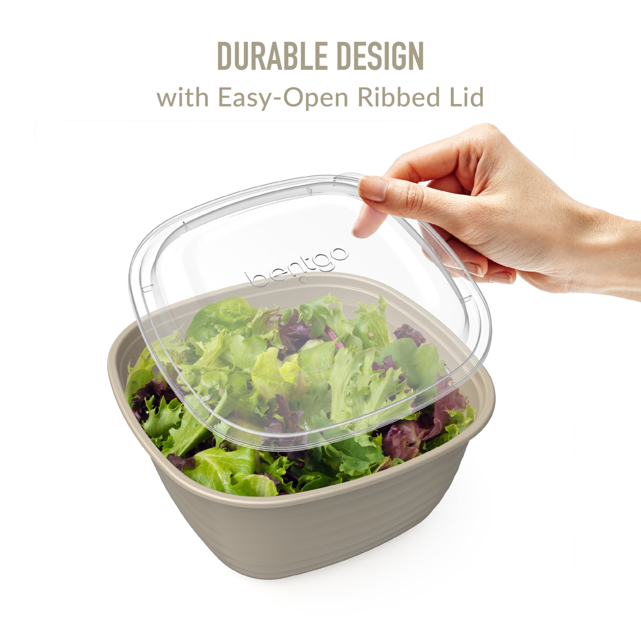 (2 pack) Bentgo Prep - 1-Compartment Bowls with Custom Fit Lids - Reusable, Microwaveable, Durable, & BPA-Free, Freezer and Dishwasher Safe Meal Prep Food Storage - 10 Bowls & 10 Lids (Champagne)