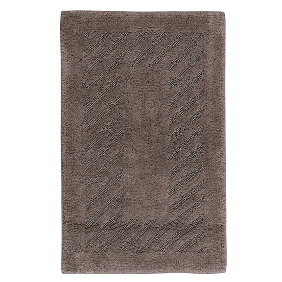 Knightsbridge Diagonal Racetrack 100% Cotton Reversible Bath Rug 20 X 30 Stone
