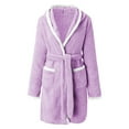 thumbnail image 4 of RXIRUCGD Mode Robe de Nuit Décontractée Unie à Manches Longues pour Femmes avec Poches en Velours Synthétique (Violet, Taille : S), 4 of 6