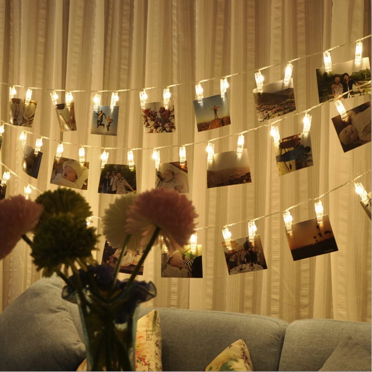 Photo Clip String Lights for Bedroom 1M/2M Leds Fairy Light Hanging Picture Card 