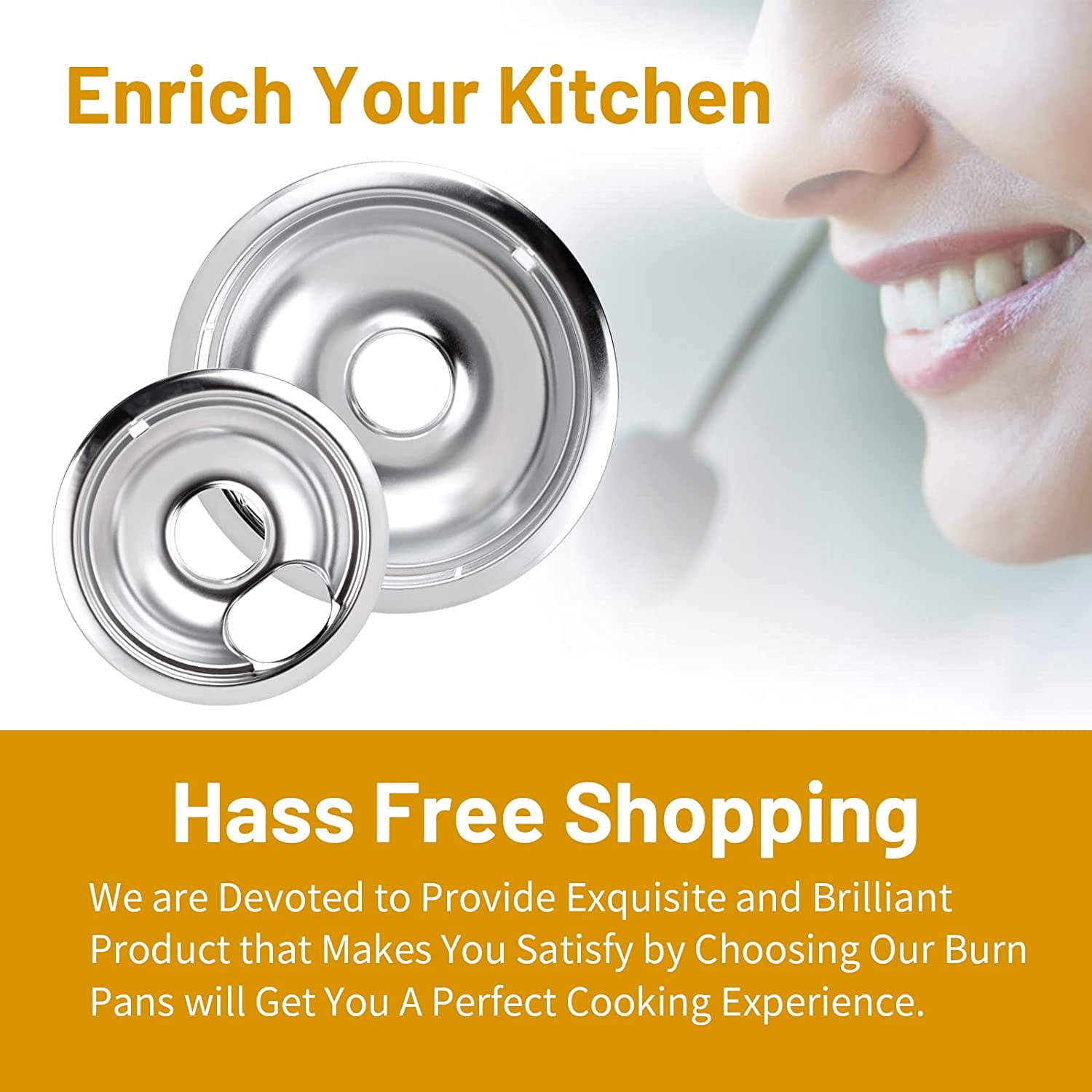 4 Pack Chrome Drip Pans, Compatible with Whirpool Kenmore Frigirate Stove Top Drip Bowls. Include 2 Pcs 6'' Range Replacement Drip Pans and 2 Pcs 8 '' Cooktop Drip Pans