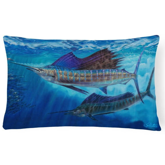 Carolines Treasures JMA2011PW1216 Wide Open Sailfish Canvas Fabric Decorative Pillow 12H x16W multicolor