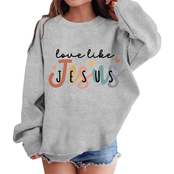 Toddler Girl Long Sleeve Sweatshirts Graphic Prints Sweatshirt Crewneck Cute Drop Shoulder Pullover Tops Size 3-4T ,Gray