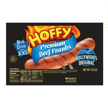 Hoffy Beef Franks XXL Big Dog, 13.5 oz, 4 Count Refrigerated