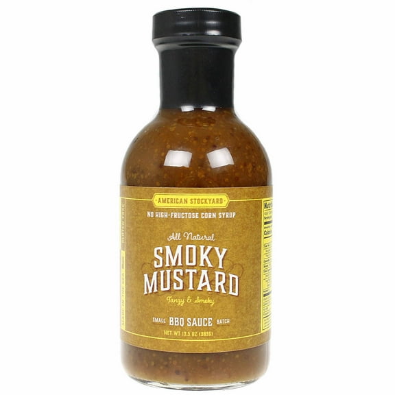 American Stockyard - Organic Smoky Mustard BBQ Sauce - Made in USA - 14oz Bottle - Family Friendly - Handcrafted in Small Batches with All Natural Ingredients