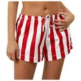 thumbnail image 2 of DHFJKG Women's Striped Shorts Mid Rise Elastic Drawstring Waist Casual Summer Beach Breathable Wide Leg Shorts Trendy Bottoms, 2 of 5
