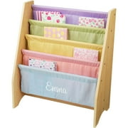 Kidkraft Kids Book Rack, 4 Shelf Personalized White Girls Name, Pastel