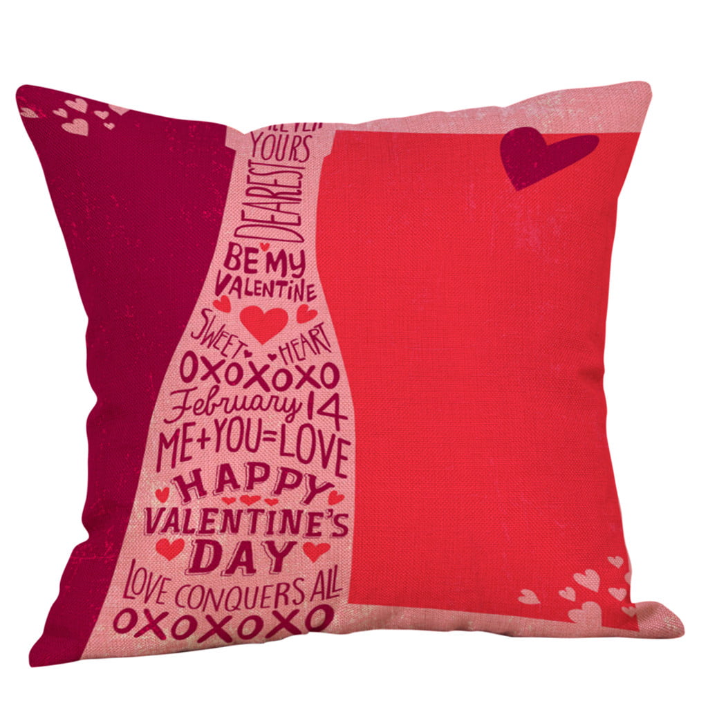 Valentines LOVE Pillow Covers Waist Throw Cotton Linen Cushion Pillowcase Decor 