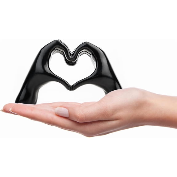 Small Heart Hands Sculpture Decor for Living Room Bedroom Bookshelf Coffe Table and Office Display, Love Finger Statue Modern Aesthetic Home Decor, Unique Gift for Wedding Christmas Birthday