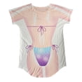 thumbnail image 6 of Swimsuit Cover Up for Women Bikini Dress Short Sleeve Print Loose T Shirt Nightdress Vacation Outfits Purple, 6 of 7
