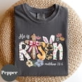 thumbnail image 2 of He Is Risen Easter Shirt Christian Bible Verse Matthew 28:6 Religious Faith Graphic Tee, 2 of 7
