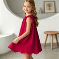 thumbnail image 4 of Ulanda Girls Sleeveless Bowknot Dress Scalloped Hem Casual Dresses 2026 Fashion Summer Twirl Dress for Toddler Kids (Wine, 18-24 Months), 4 of 7