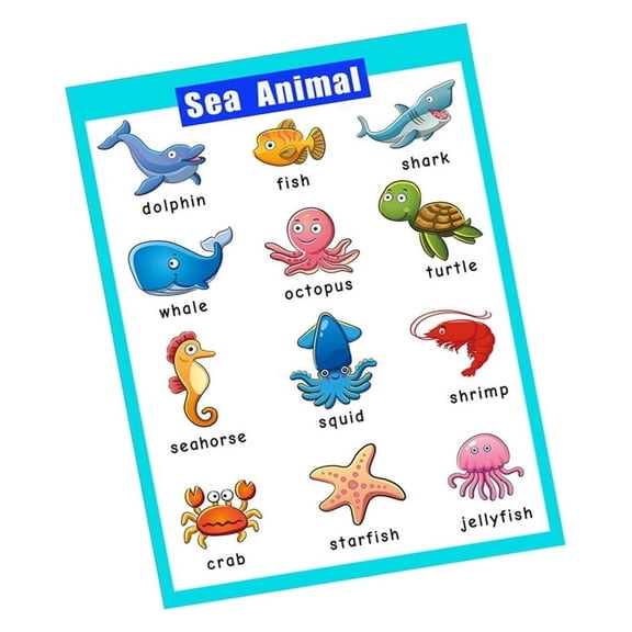 Back to School Under the Sea Poster - Ocean Animals Educational Chart Set, Preschool Classroom Wall Decor for Themed Learning Units