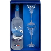 Grey Goose Vodka, 1.75 L with Martini Glasses Gift Set