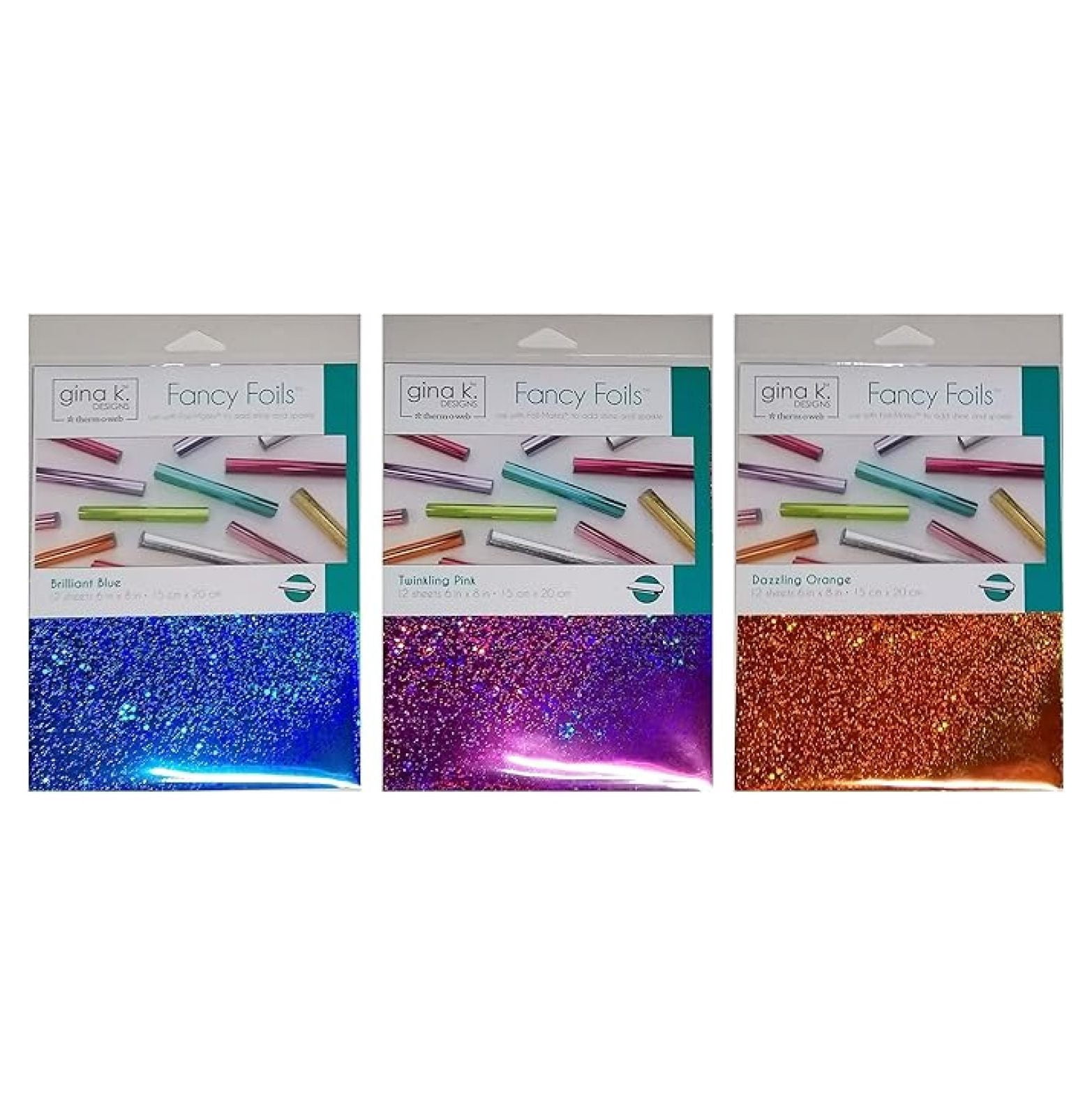 Gina K Deco Fancy - Transfer Sheets - 12 each of Spring 2018 colors Brilliant Blue, Twinkling Pink, and Dazzling Orange