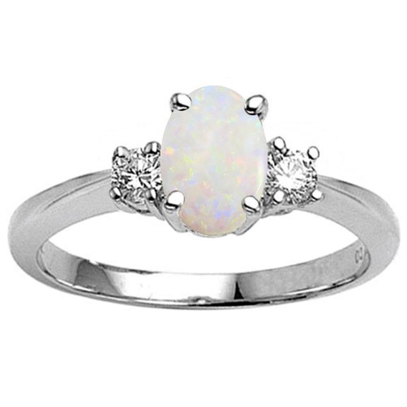 Tommaso Design� Oval 8x6 Genuine Opal Engagement Ring