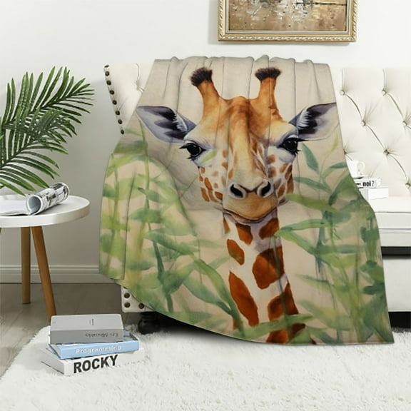 SHERONV Giraffe Warm Lightweight Fleece Blanket Soft Flannel Fabric Throw Blanket for All Seasons - Perfect Gift for Cow Lovers 40x50in
