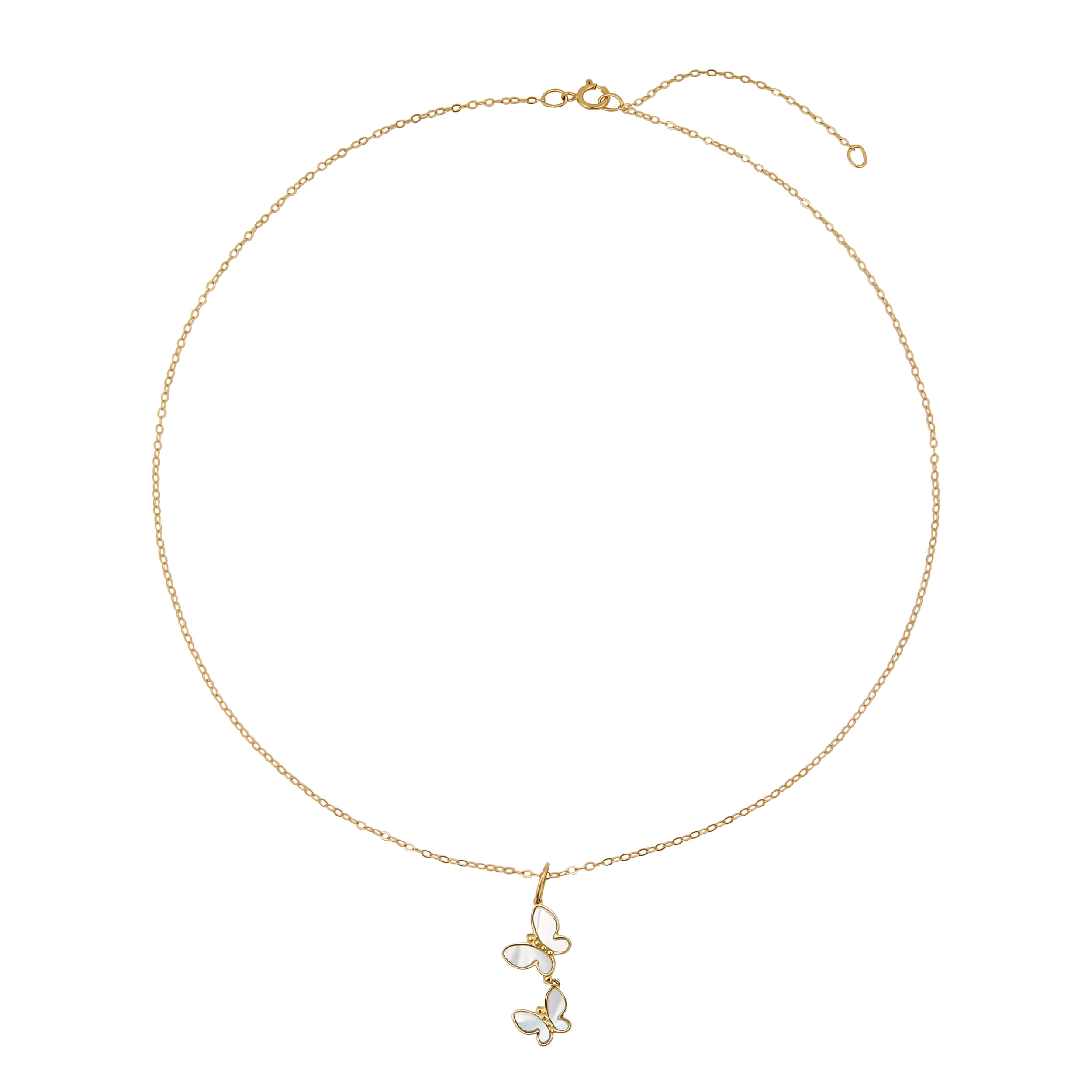 Brilliance Fine Jewelry 10KT Yellow Gold Mother of Pearl Butterfly Pendant with 18" Chain