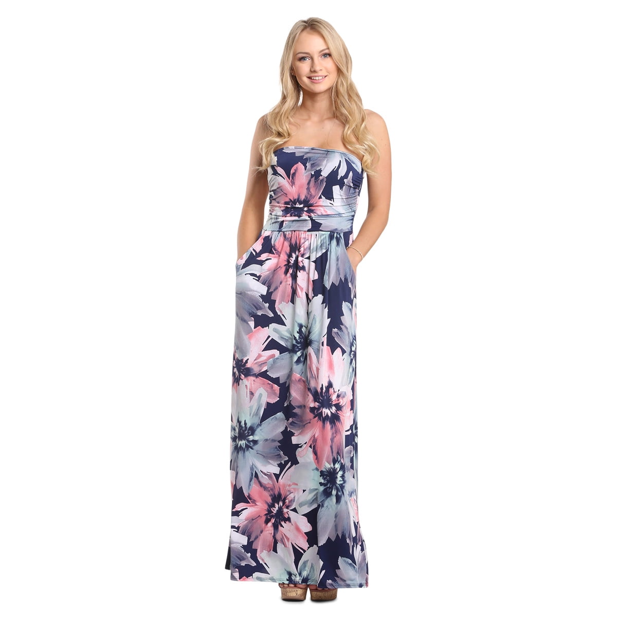 Vanilla Bay Floral Strapless Maxi Dress