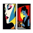 thumbnail image 2 of Designart "Pop Art Retro Portrait of a Woman VI" Woman Pop Art Framed Wall Art Set Of 2 - Glam White Frame Gallery Set For Office Decor, 2 of 6
