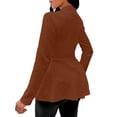 thumbnail image 5 of Sheghy Going Out Tops Long Sleeve Tops for Women, Solid Jacquard Texture Single Button Coat Brown XL, 5 of 5
