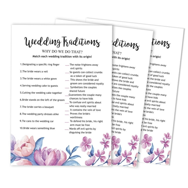 Inkdotpot 50-PackFloralWhy Do We Do That Bridal Wedding ShowerGameBachelorette Party ActivityGameCards