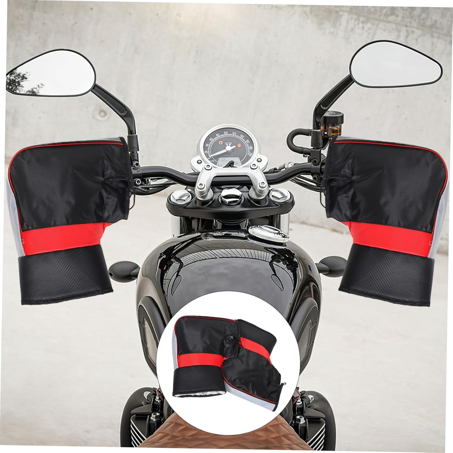 Ljia 1 Pair Waterproof Oxford Electric Motorcycle Handlebar Gloves Thickened Windproof Mittens for Cold Weather Riding Insulated Hand Covers for Winter Biking A416