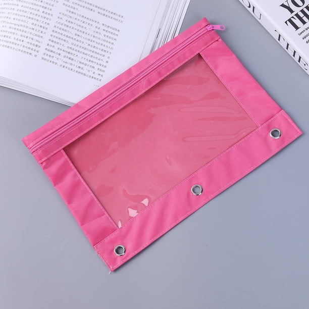 Bolsa para documentos con tres agujeros, bolsa para bolígrafos, de tela Oxford, con cierre de cremallera, bolsa de papelería B5 para oficina, bolsa de lápices de gran capacidad, bolsa de