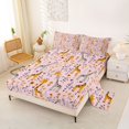 thumbnail image 2 of Castle Fairy Cute Floral Giraffe King Sheets 4pcs,Cartoon Flower Wildlife Bedding,Orange Blush Pink,1 Fitted Sheet, 1 Flat Sheet and 2 Pillowcases, 2 of 6