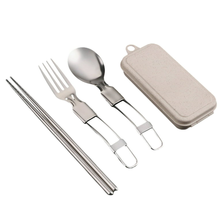Camping Eating Utensil Set Folding Travel Fork/spoon/knife Multicolor  Camping Pocket Kits Outdoor Tableware Folding Fork/spoon SS Steel 