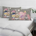 thumbnail image 4 of Bunny Easter Pillow Covers King, Eggs Plaid Spring Floral Black White Farmhouse Soft Brushed Microfiber Breathable Throw Pillow Covers, Pillowcase with Zipper for Couch Sofa Bedroom 20"x36", 4 of 9