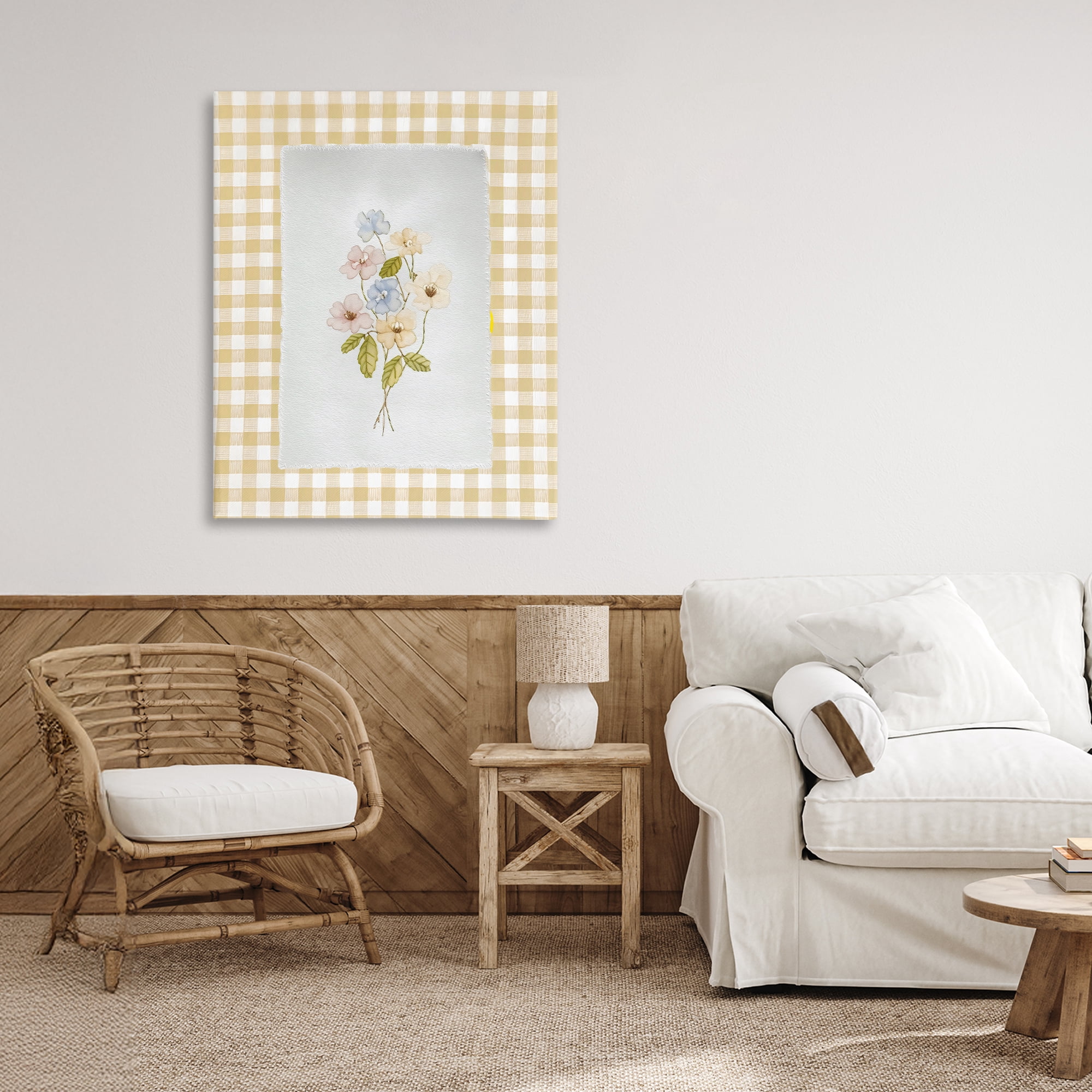 Stupell Industries Soft Gingham Flowers Canvas Wall Art, design by Arlington Prints