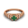 thumbnail image 1 of 5 MM Round Green Onyx 925 Sterling Silver Rose Plated Blossom Design Ring, 1 of 3