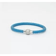 thumbnail image 2 of QQTDFG Unisex Men's Genuine Leather Stainless Steel Magnetic Clasp Bracelet Light Blue-11 - Oval Sand Magnetic Silver, 2 of 5