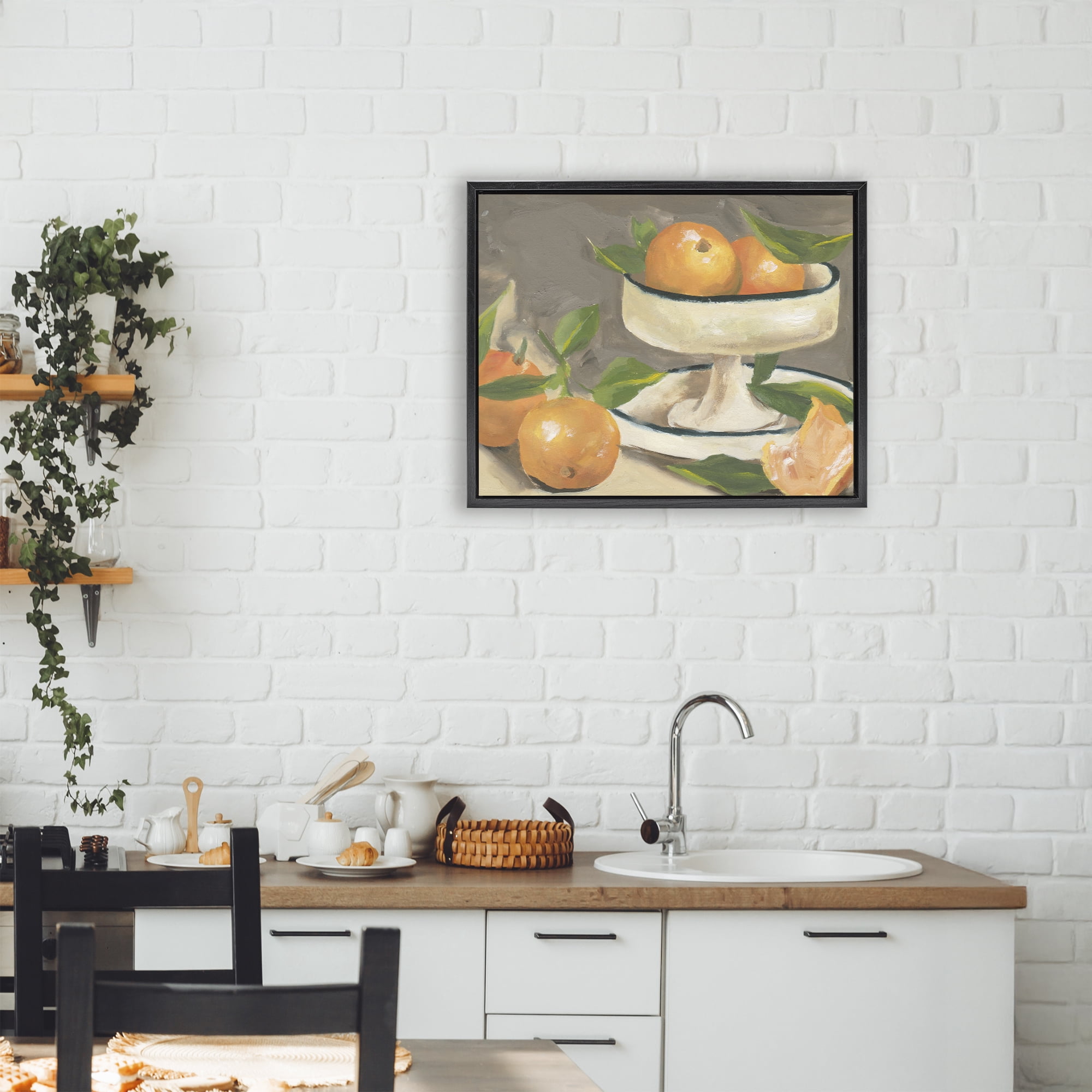 Stupell Industries Citrus In Stillness Black Framed Floater Canvas Wall Art, design by Melissa Wang