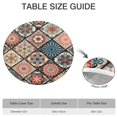 thumbnail image 6 of Stretchable Round Table Cover with Bohemian Floral Pattern - Elastic Edge Fits 52 to 56 Inch Tables - Vibrant Kitchen Dining Room Tablecloth Decor, 6 of 7
