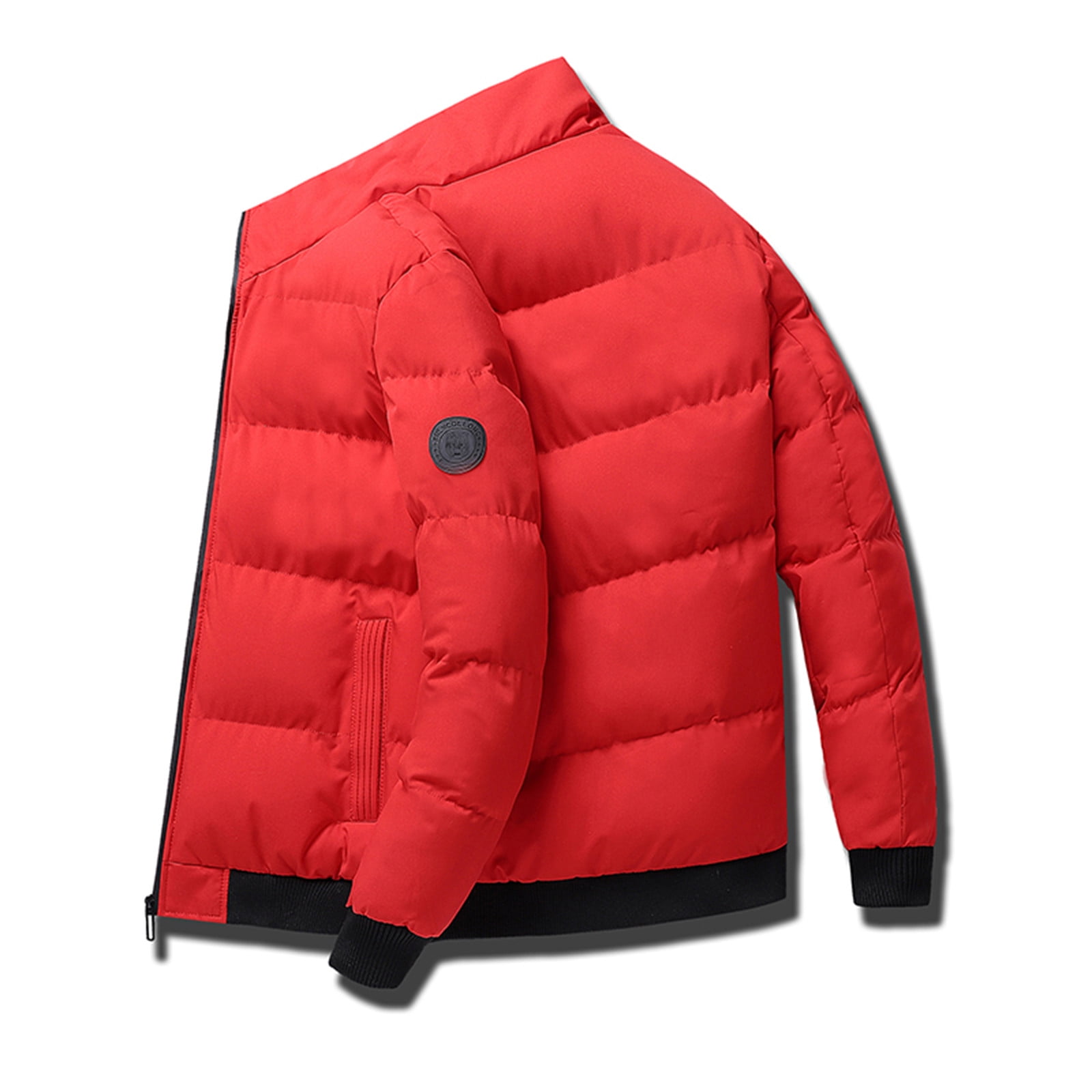 Men'S Jackets Plus Size Stand-Up Collar Winter Padded Cotton Jacket Red M - Walmart.com
