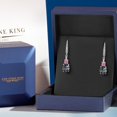 thumbnail image 5 of Gem Stone King 925 Sterling Silver Green Mystic Topaz and Pink and White Lab Grown Diamond Dangle Earrings for Women (5.13 Cttw, Oval 9X7MM), 5 of 6