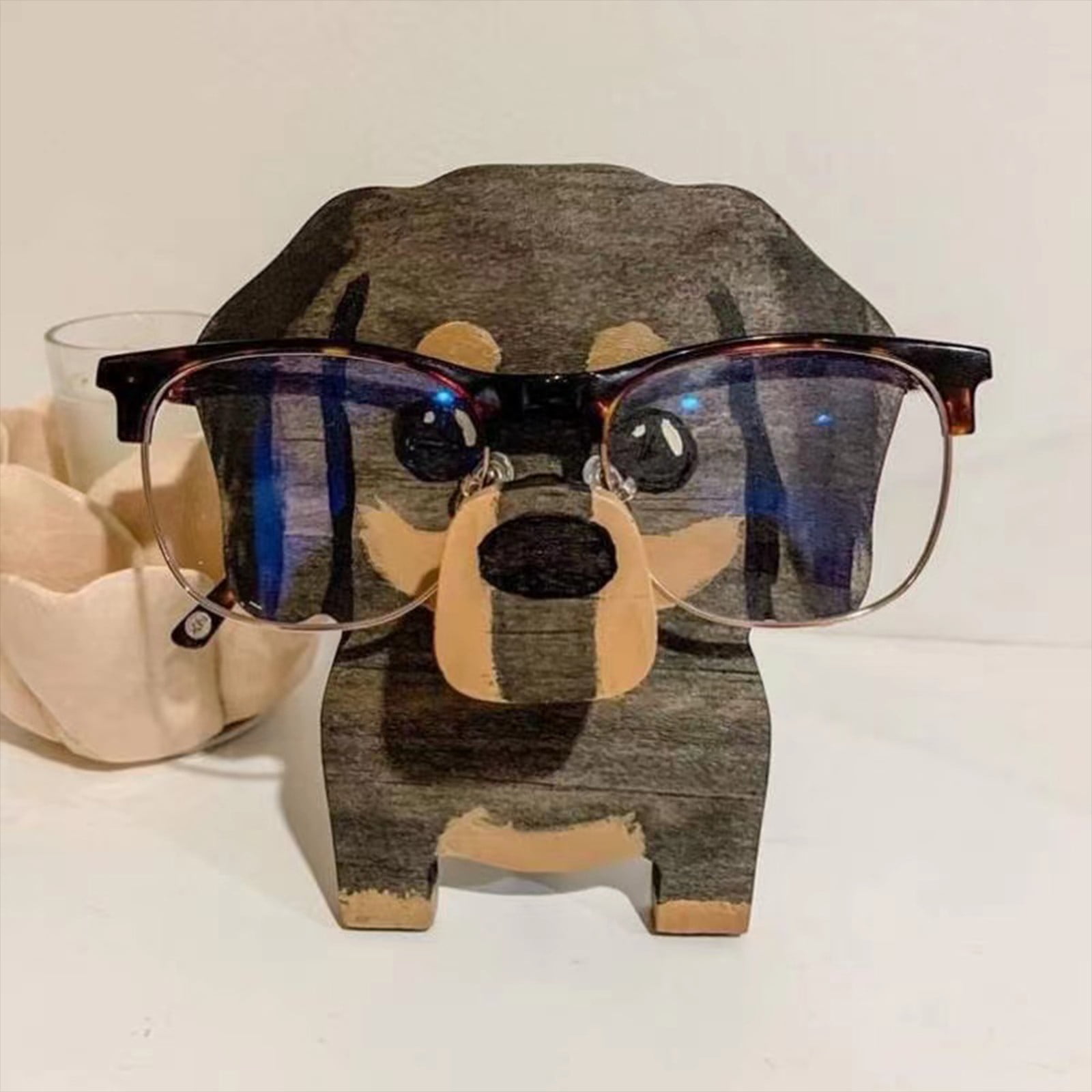 Hand-Painted Dog Eyeglass Holder Display Stand