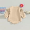 thumbnail image 2 of Zehjuhan Newborn Infant Baby Solid Color Outfits Ruffle Long Sleeve Bubble Romper For Fall Winter Clothes Apricot，0-3M, 2 of 7