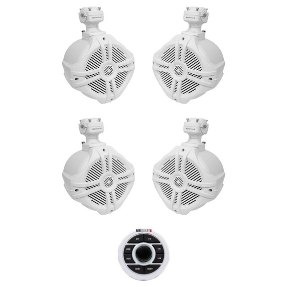 MB QUART GMR-1.5W Marine Bluetooth Receiver USB/Aux (4) Rockville Tower Speakers