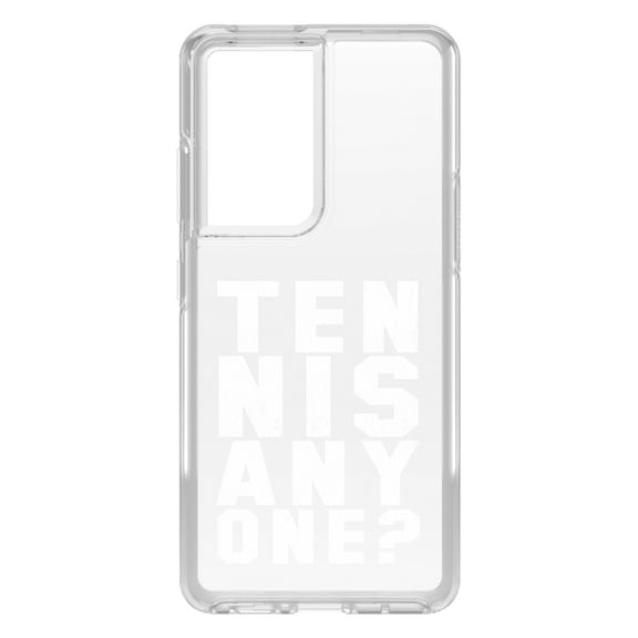 DistinctInk Clear Shockproof Hybrid Case for Galaxy S21 ULTRA 5G (6.8" Screen) - TPU Bumper Acrylic Back Tempered Glass Screen Protector - Tennis Anyone?