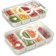 thumbnail image 1 of 2Pzs Bandeja Dividida para Servir con Tapa y Asa, Caja Contenedor de Almacenamiento de Alimentos, Recipiente Mantenimiento Frco 8 Coartimentos, Organizador de Aperitivos Fruta Verdura Refrigerador, 1 of 5