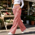 thumbnail image 7 of Sunnin Striped Drawstring Waist Pants with Pockets Straight Leg Relaxed Fit Casual Wear, 7 of 7