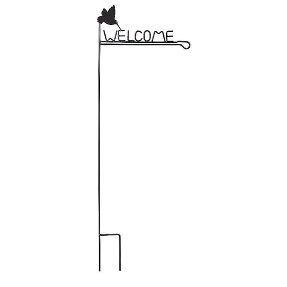 Hummingbird Welcome Garden Flag Stand